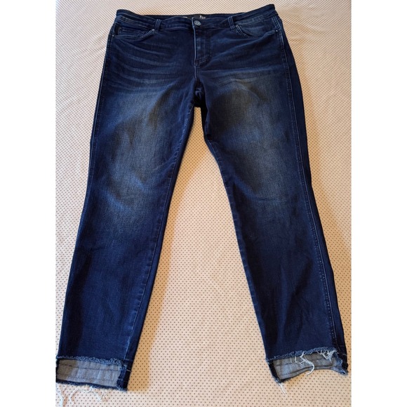 Kut from the Kloth Denim - Kut from the Kloth Donna Ankle Skinny Jeans Dark Wash Raw Hem Size 14 Womens